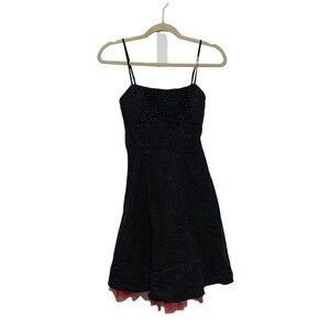 Y2K Ruby Rox Polka Dot Retro Pin Up Rockabilly Tulle Trim Mini Dress